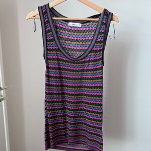 Zara Colorful Striped Knit Tank Top Sleeveless Crew Neck Size M